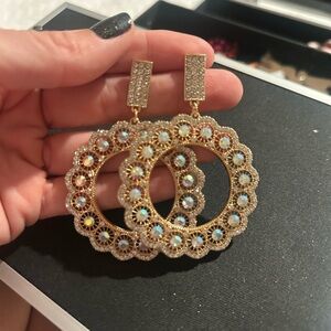 Elegant Gold and Silver Crystal Earrings